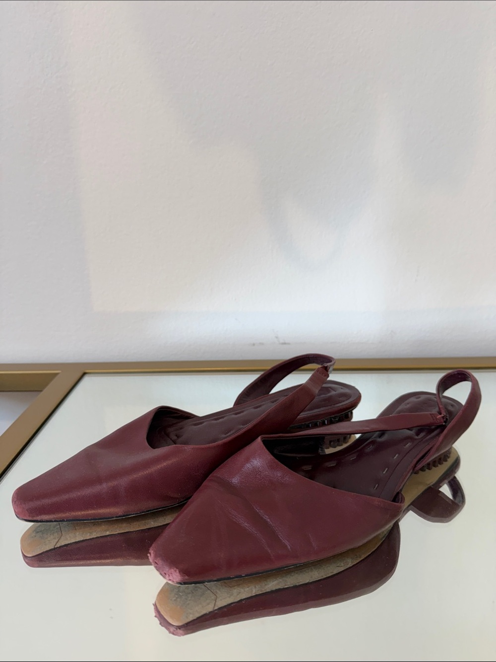 Franco Sarto Burgundy Pointed Slingback Flats
